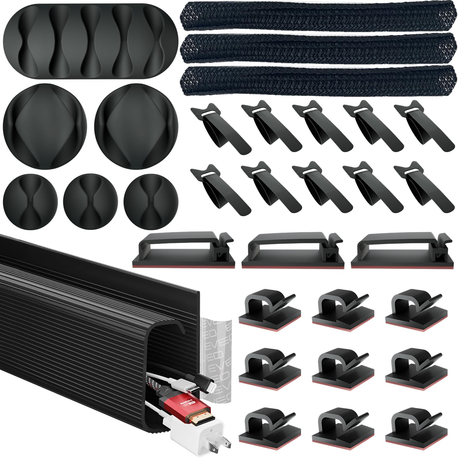HASTHIP Cable Organizers Set of 32Pcs Assorted Cable Management Organizers Self Adhesive Multi Cable Channel Cable Holders Cable Ties Cable Clips Under Desk Cable Organizers for Home Office HASTHIP Cable Organizers Set of 32Pcs Assorted Cable Management Organizers Self Adhesive Multi Cable Channel Cable Holders Cable Ties Cable Clips Under Desk Cable Organizers for Home Office